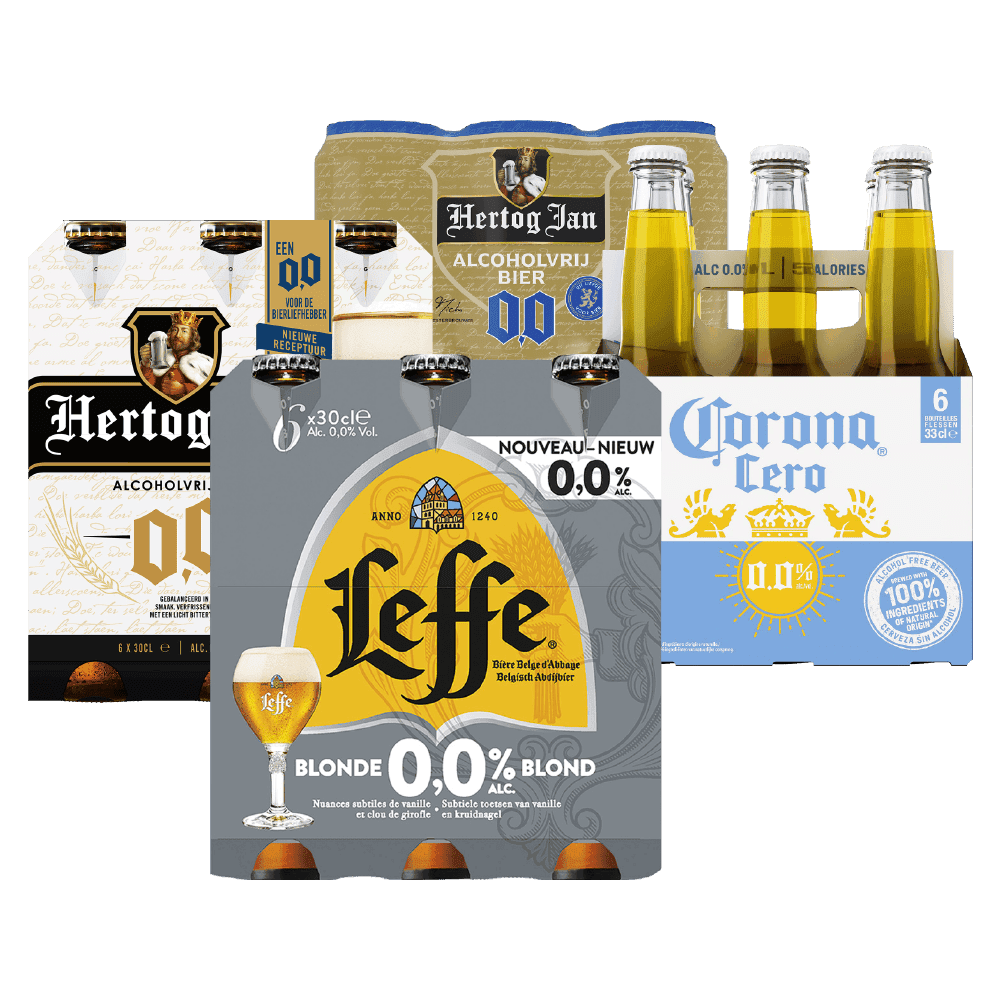 Alle Hertog Jan, Leffe en Corona 0.0%