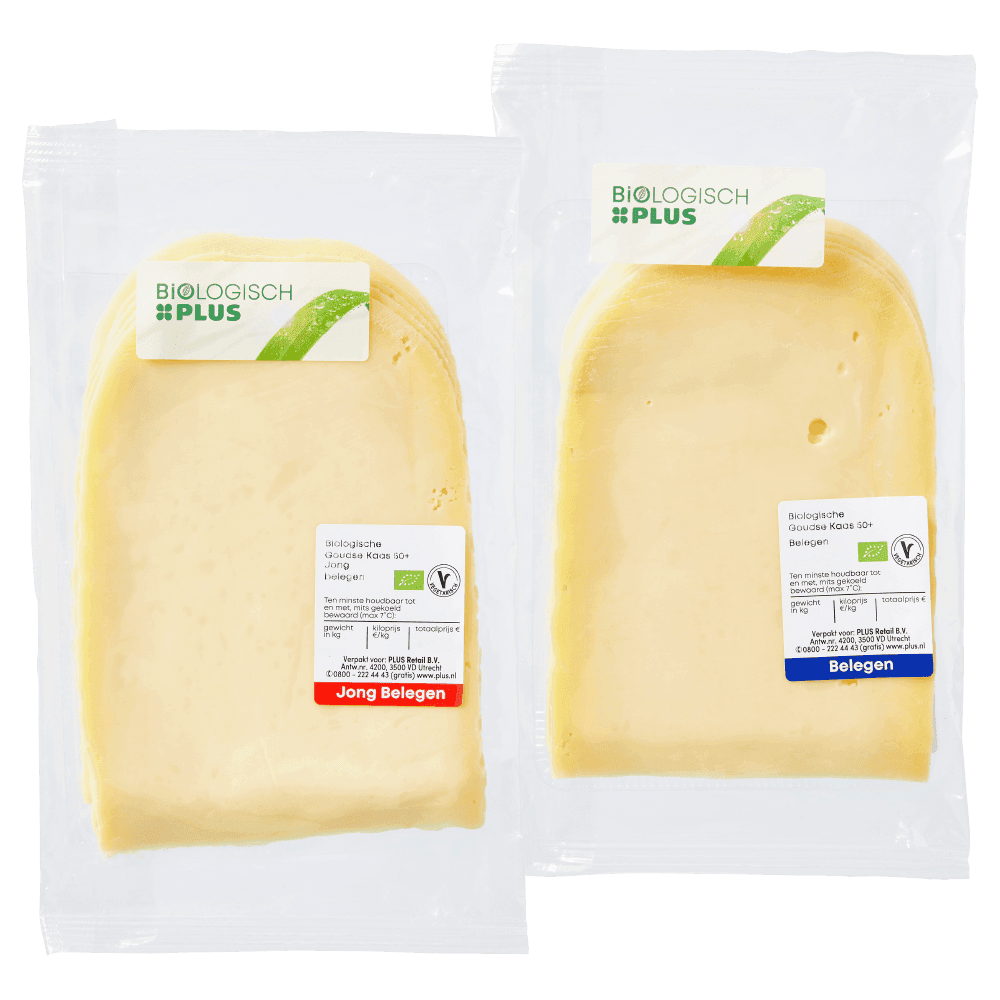 Biologisch PLUS en Fryske Kies & Mix Goudse kaas 50+ plakken