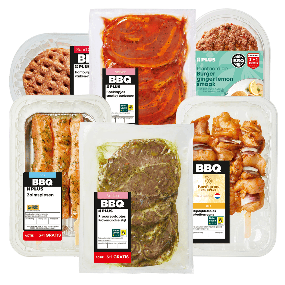 PLUS BBQ Vlees, vis en vegan