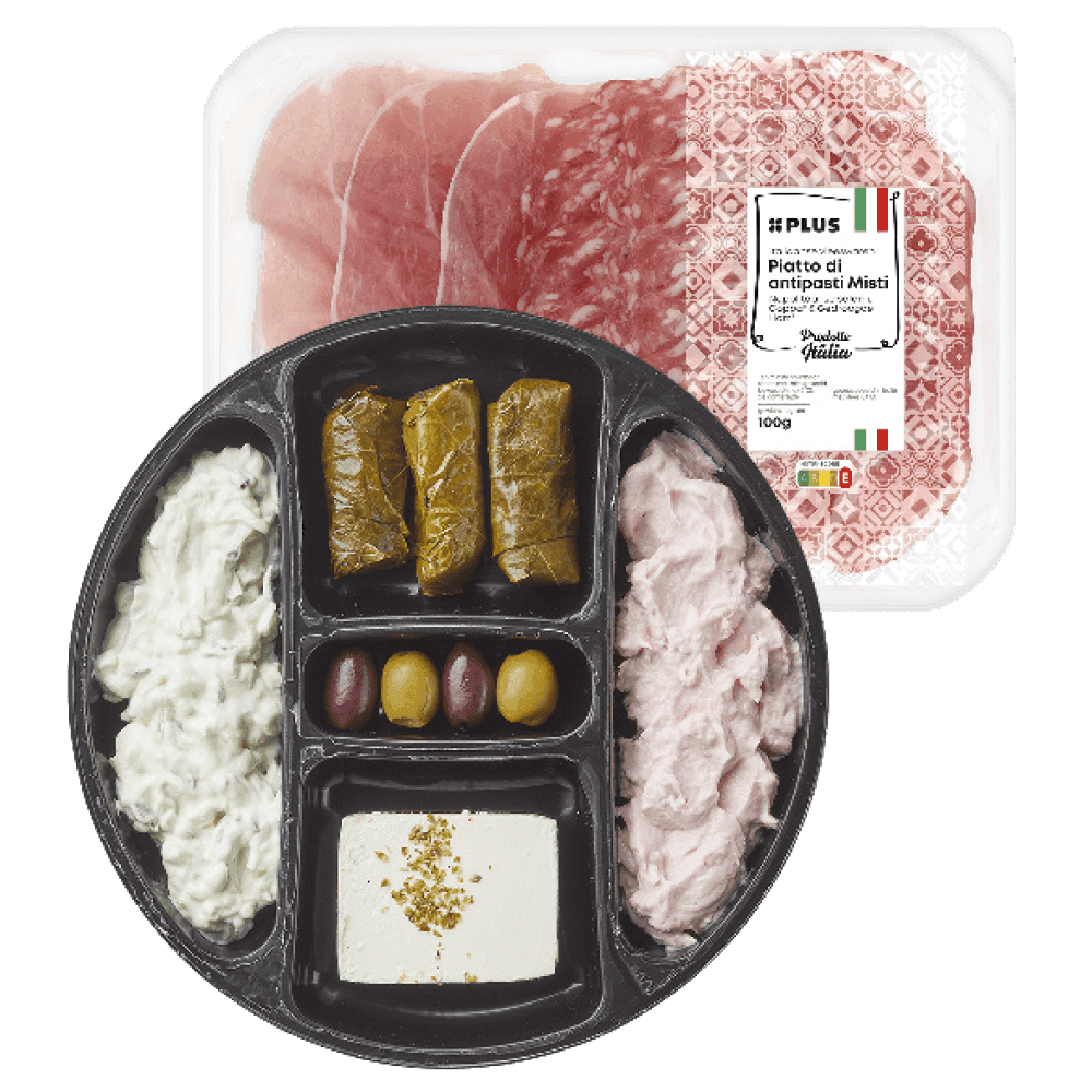 PLUS en Deli Melo Italiaanse en Griekse vleeswarenschotels