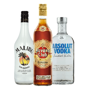 Malibu likeur, Absolut Vodka of Havana Rum