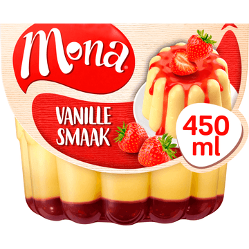 Mona Vanillesmaak Pudding met Aardbeiensaus