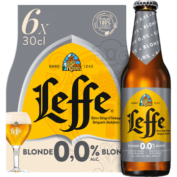 Leffe Belgisch Abdijbier Blond 0.0% Flessen 6 x 30 cl
