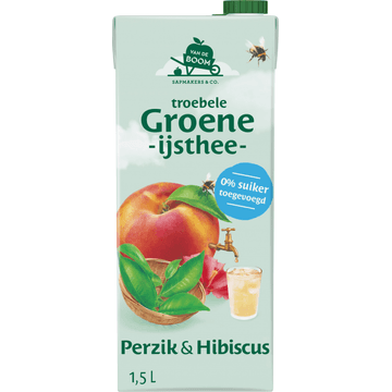Van de Boom troebele Groene IJsthee Perzik & Hibiscus 1,5L