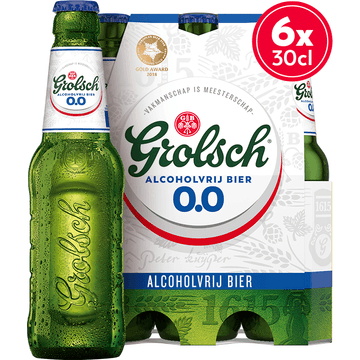 Grolsch Alcoholvrij Bier 0.0 Fles 6 x 300ml