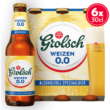 Grolsch - Weizen - 0.0% Alcoholvrij - Fles - 6 x 300ML