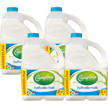 Campina Halfvolle Melk Voordeelpack 4 x 2.4 L