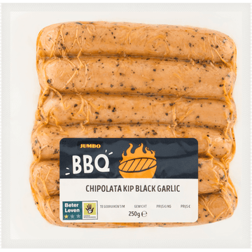 Jumbo BBQ Chipolata Kip Black Garlic 250 g