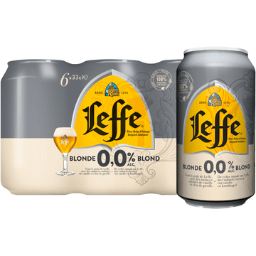 Leffe Blond 0,0% Alc. Belgisch Abdijbier Blikken 6 x 33 cl