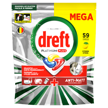 Dreft Platinum Plus, Citroen, Vaatwascapsules 59 X