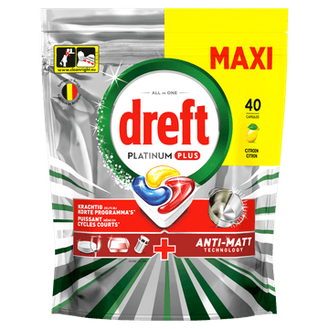 Dreft Platinum Plus Citroen Vaatwascapsules 40 Stuks