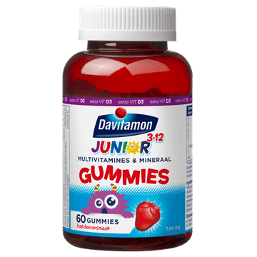 Davitamon Junior 3-12 jaar aardbei (voedingssupplement gummies), 60 stuks