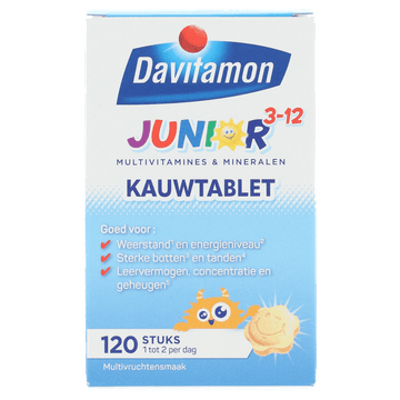 Davitamon Voedingssupplement Junior Multifruit Kauwtabletten 120 Stuks