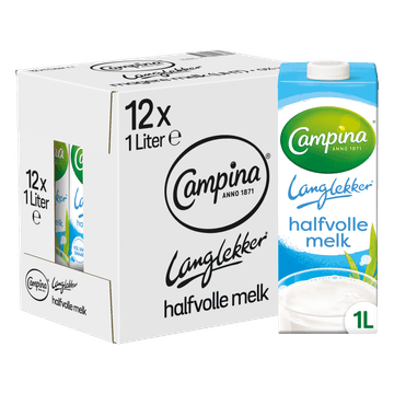 Campina Langlekker halfvolle melk 12 x 1 L