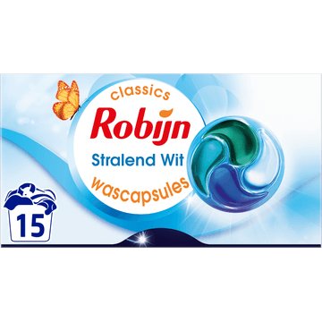 Robijn Classics 3-in-1 Wascapsules Stralend Wit 15 Wasbeurten